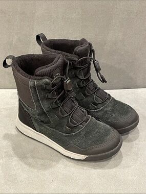 Merrell Gortex Kids 13 Black Hiking Suede Ankle Sneaker Boots Bungee Laces